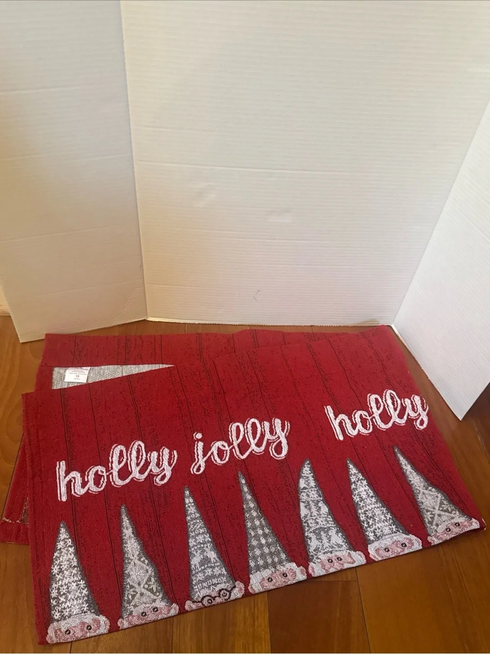 Holiday 'Holly Jolly' Red Decorative Table Runner 13x72” new